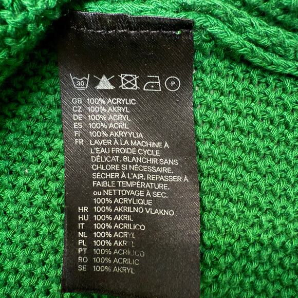 H&M Womens Small Green Waffle Knit Cardigan Asymmetrical Hem Lightweight - Picture 5 of 5